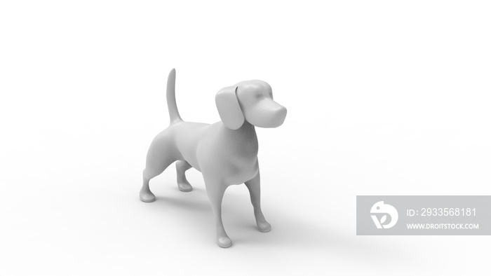 3D renderings of a small dog isolated in white background