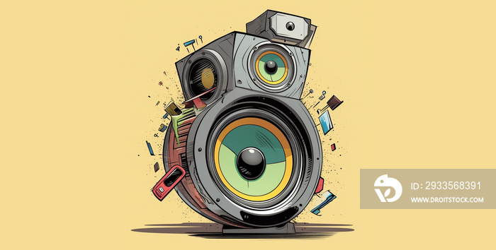 music background with speakers cartoon image for stereo sound hd wallpap