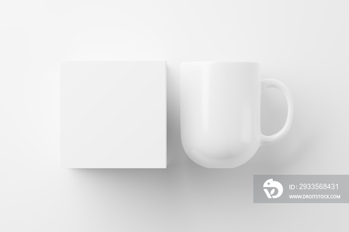 Ceramic Mug Cup For Coffee Tea White Blank 3D Rendering Mockup