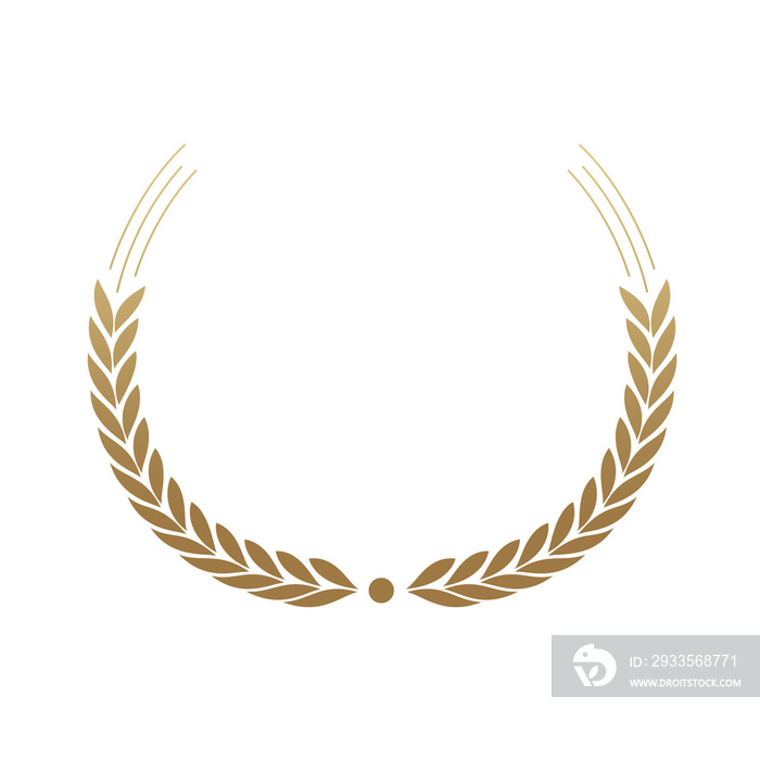 golden laurel wreath transparent background for element award design