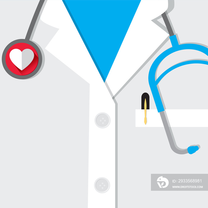 Illustration flat design medical uniform with a love stethescope