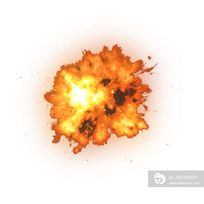 big fire explosion isolated on transparent background