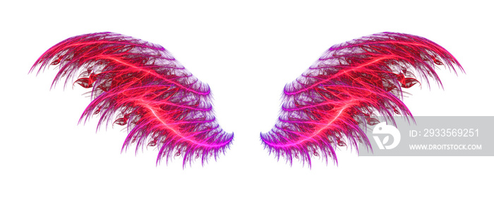 two purple transparent wings on fire