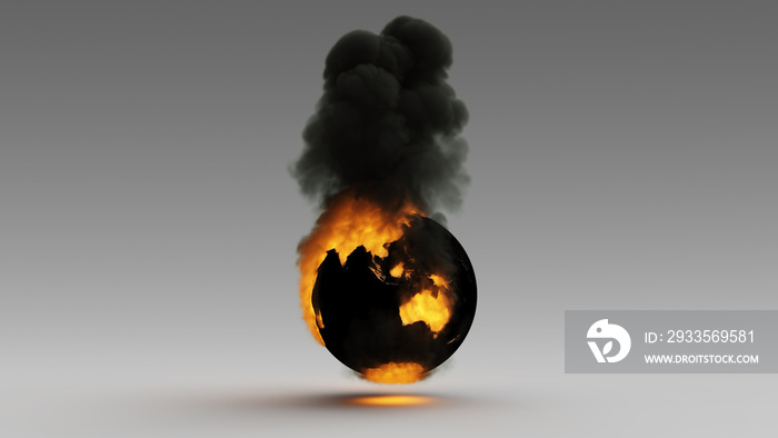 Earth on Fire Australia Asia South East Continent Climate Change 3d illustration 3d render