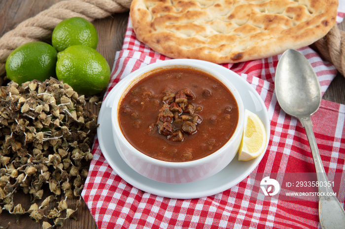 Homemade Okra Soup (Gumbo) with Bread.