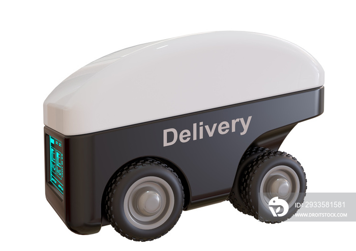 delivery robot car isolated, intelligent automaton vehicle for the delivery of food and products