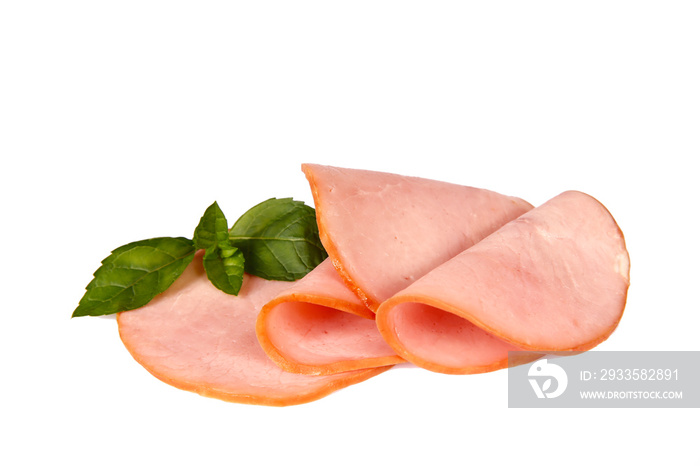 Pork ham slices isolated on white background