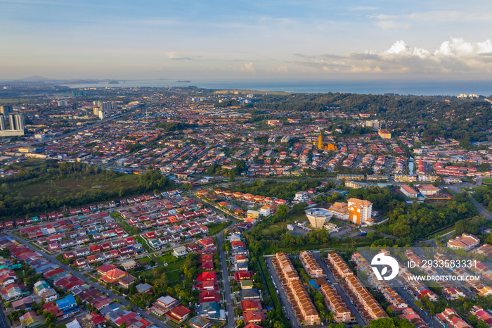 Bird eyes view of local housing houses