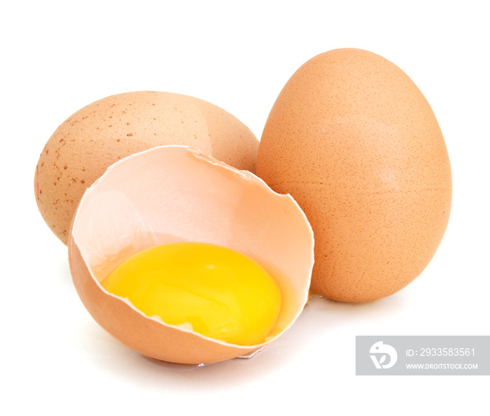 brown egg on white background