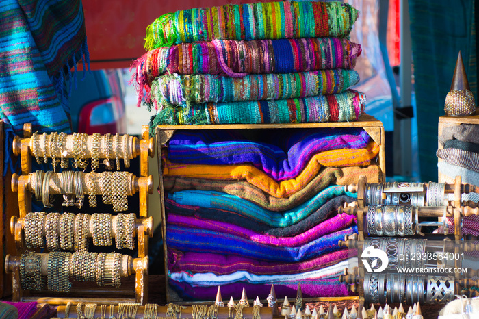 colourful fabrics on typical street market