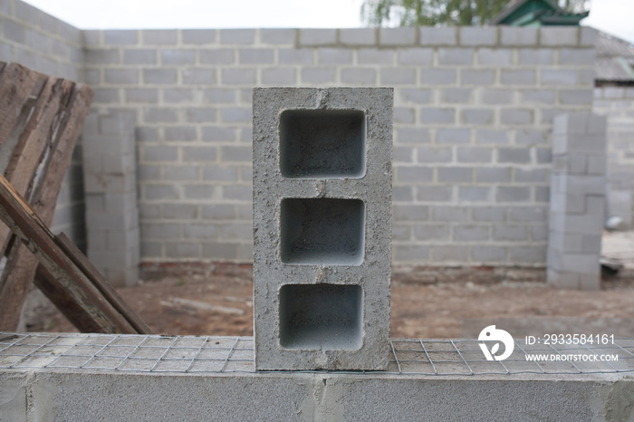 Stack of cement blocks at the construction site.