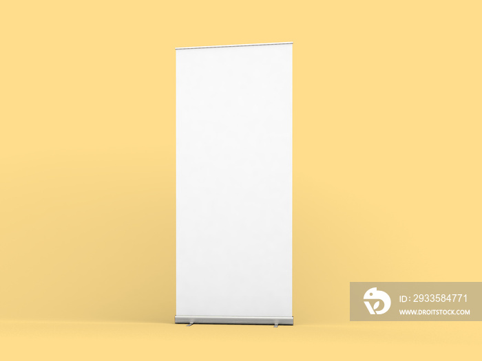 Rollup banner mockup with yellow color background