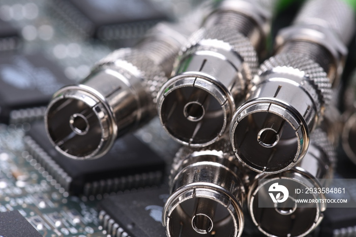 Coaxial Cables with Electronic Board in Background