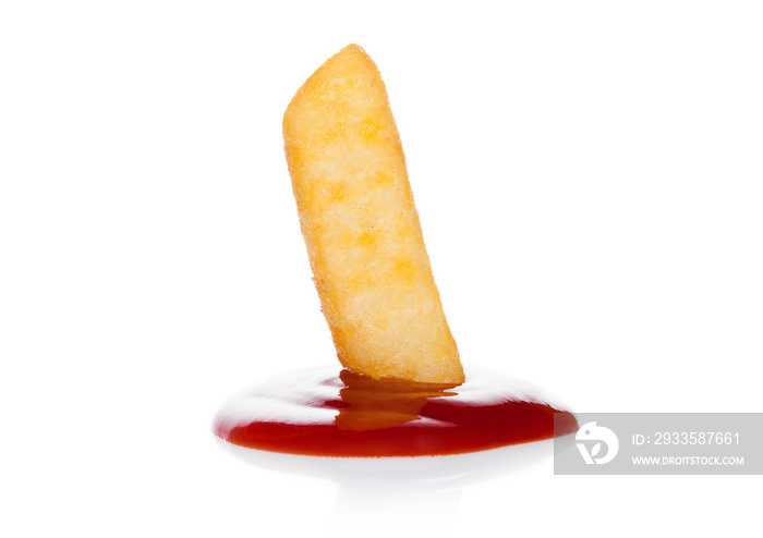 Crispy french fries  potato macro with ketchup