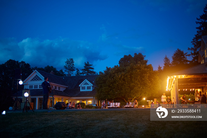 Night scene with house and lights