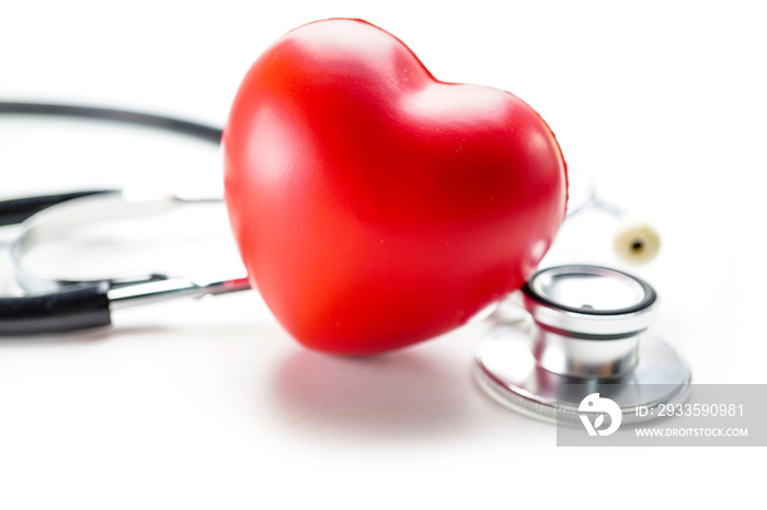 Red heart with stethoscope : healthy strong medical concept