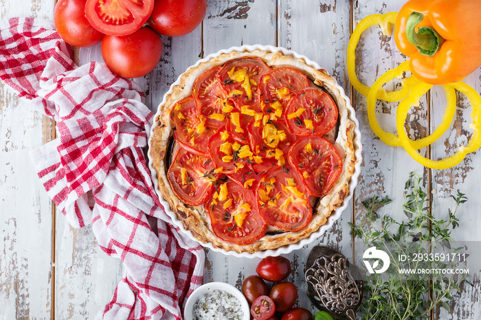 Home made cheese and tomato pie