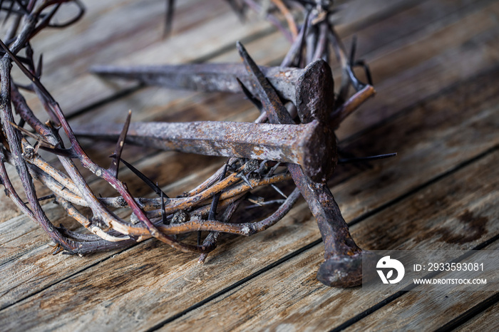 The crown of thorns and nails