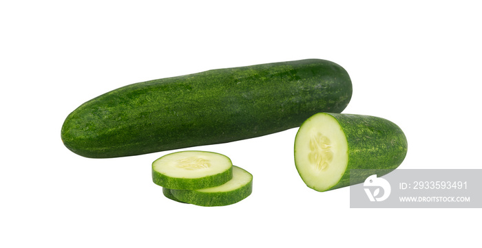 Fresh of one cucumber and slice isolated