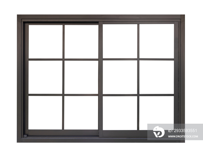 black metallic window frame isolated on white background