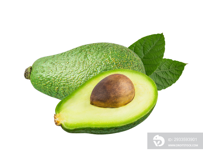 Avocado isolated on white background with clipping path