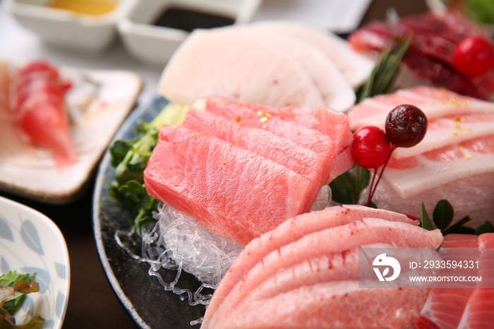 Fresh tuna sashimi with red fish