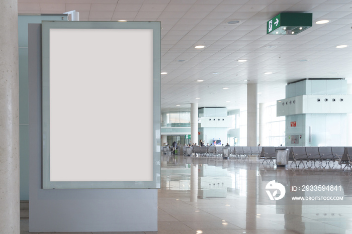 Blank billboard mock up in an airport