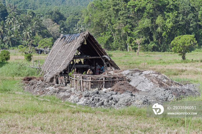 The unidentified precious gem mine pit in Ratnapura, Sri Lanka