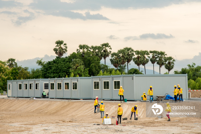 mobile building in industrial site or office container in construction site