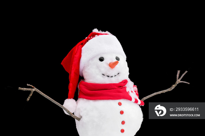 a snowman isolated on a black background