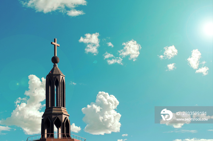 A large cross on a beautiful building