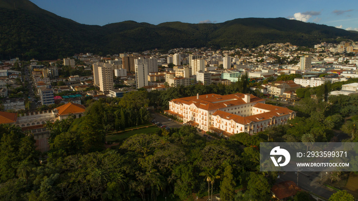 Main square and Palace Hotel in the city of Poços de Caldas - MG