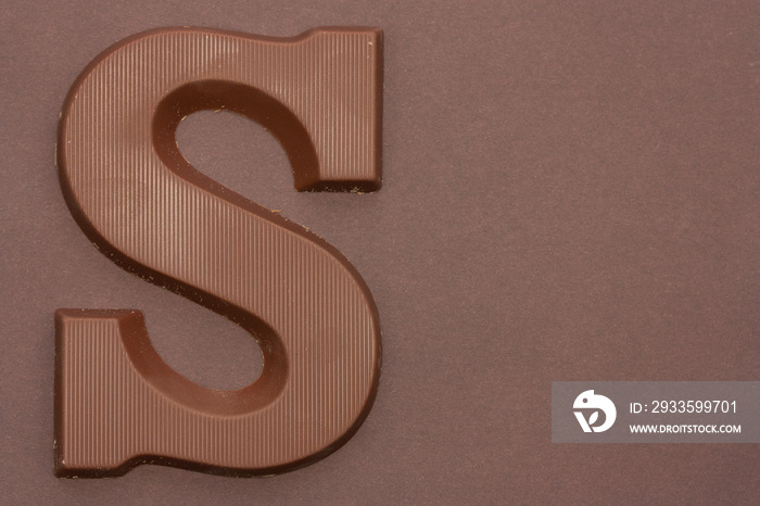 Chocolate letter S. Symbol of Dutch feast called Sinterklaas.