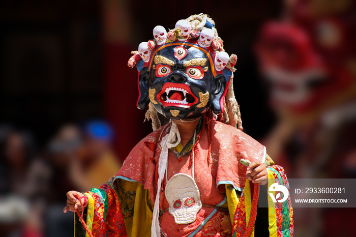 Buddhist mystery with the performance of Mask Dance in the Tibetan Hemis monastery in Leh, Ladakh, India