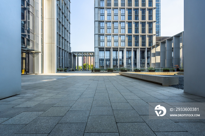 modern buildings and empty pavement in china.