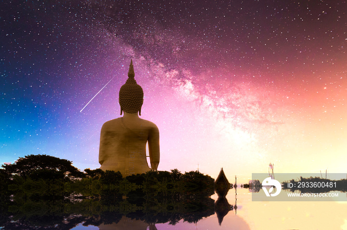 Statues of the Lord Buddha in the sky background, Giant Buddha statue in Thailand