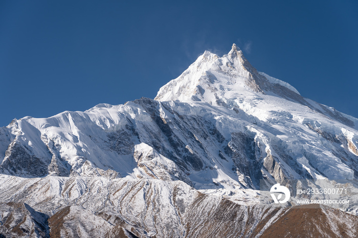 Manaslu mountain peak, eighth highest mountain peak in the world, Himalayas mountain range, Nepal