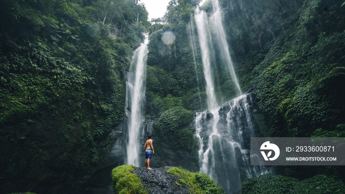 Panoramic view of the Sekumpul Waterfall is one of Bali’s most scenic natural attractions.