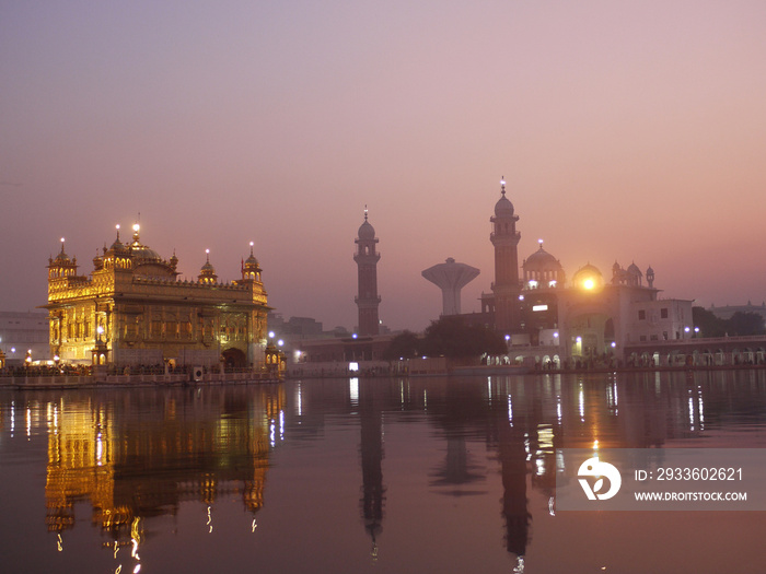 Golden Temple and Minarets by Nght, Amritsar