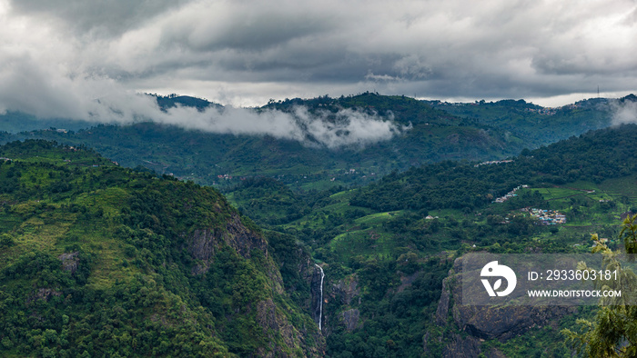 waterfall beautiful view in Ooty Coonoor India, panorama landscape