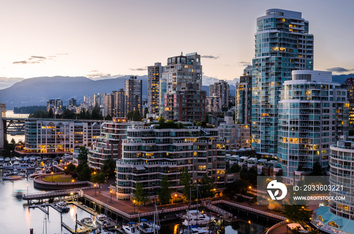 View of Downtown Vancouver a Twilight