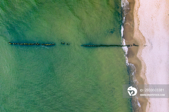 Chalupy Beach Aerial View. Hel Penisula from Above. Baltic Sea, Pomerania, Poland.