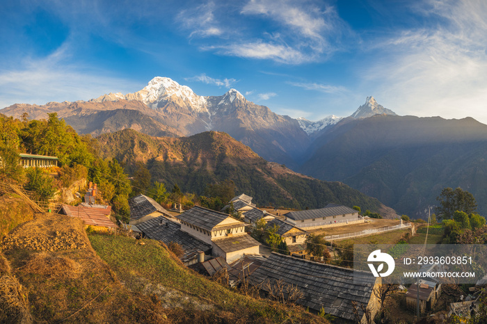 scenery of ghandruk village near pokhara in nepal