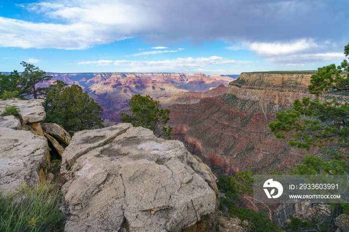 maricopa point on the rim trail at the south rim of grand canyon in arizona, usa