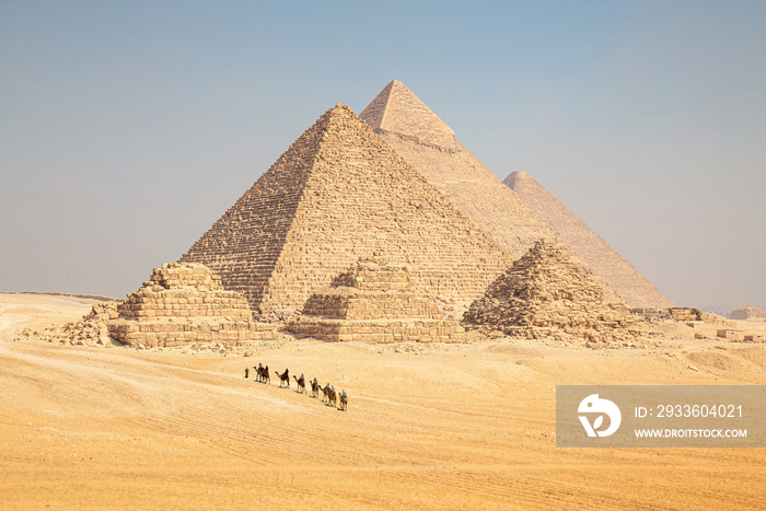 A view of the pyramids at Giza, Egypt