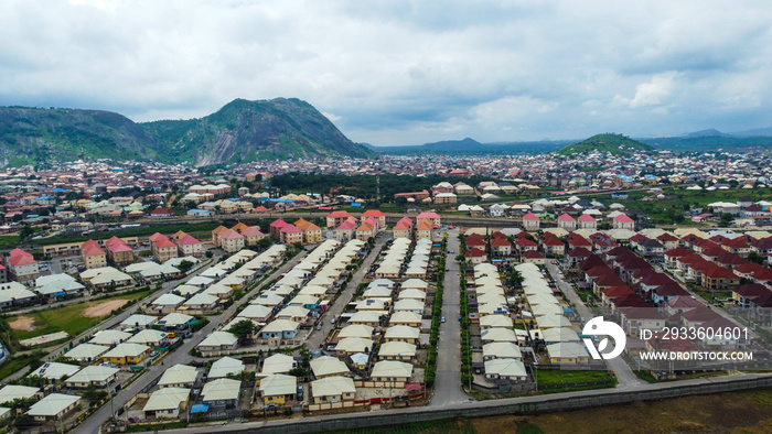 Aerial landscape of Abuja city residential neighbourhood