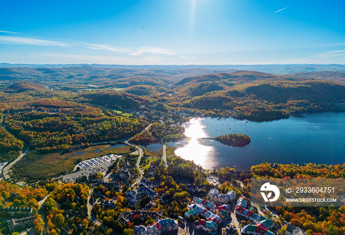 Autumn in Mont Tremblant National Park, aerial view