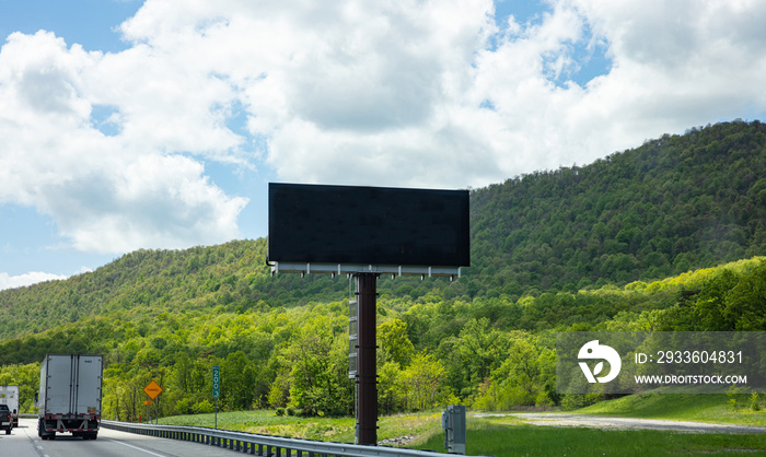 Billboard blank on a highway for advertisement, spring sunny day