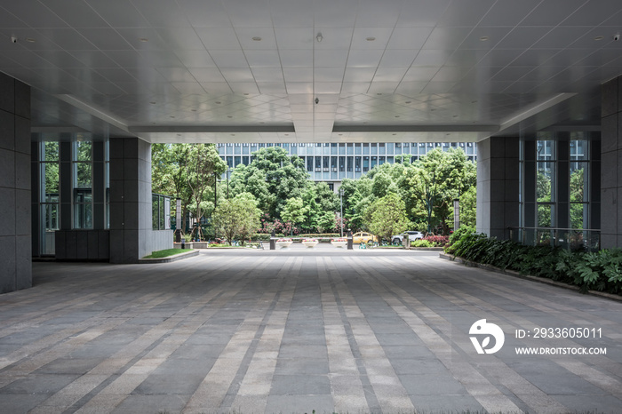 modern buildings and empty pavement in china