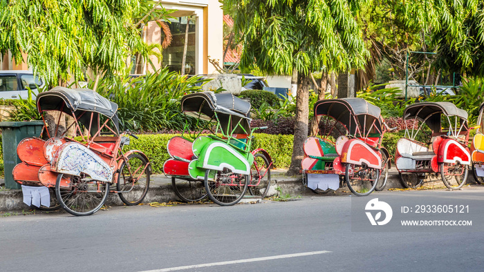 Bevak, rickshaw or pedicab in Indonesia